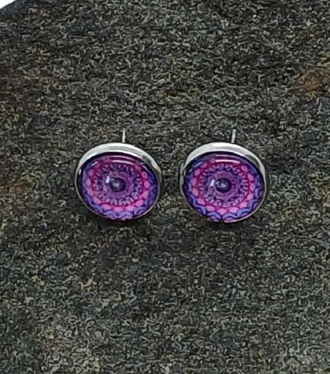 Náušnice "Fialový dotek" - 12mm