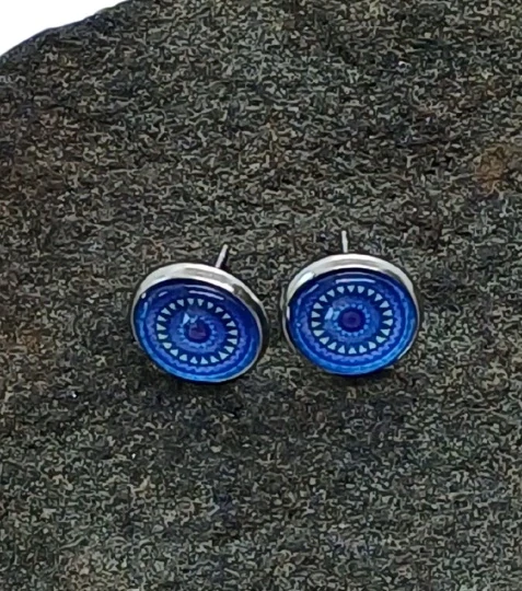 Náušnice "Modrá harmonie" - 12mm