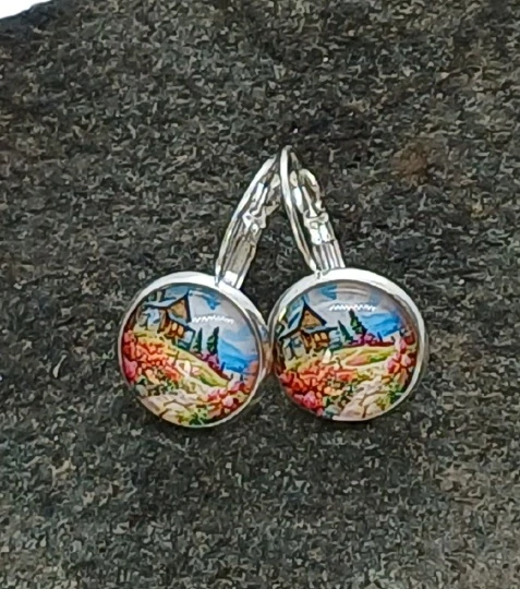 Náušnice "Podzimní chalupa" - 14mm