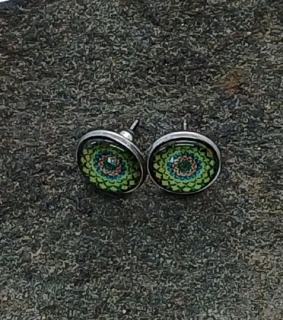 Náušnice "Zelená harmonie" - 12mm